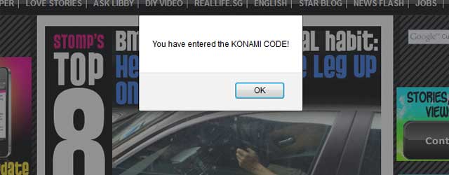 Konami Code in the STOMP Website