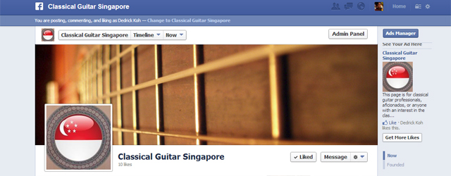 A facebook page for Classical Guitar in Singapore